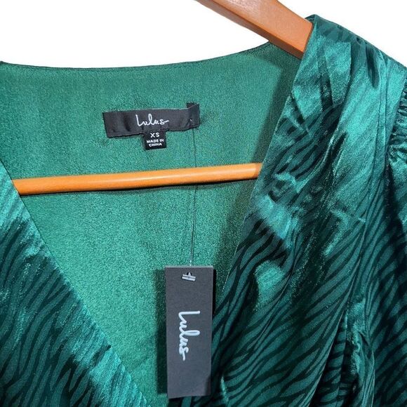 Lulus Green Wild for Love Zebra Print Faux Wrap Mini Dress - NWT - Picture 6 of 12